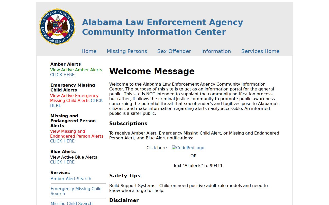 Greene County sex offender registry search fields on ALEA